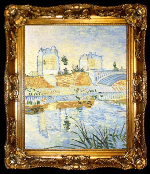 framed  Vincent Van Gogh The Seine with the Pont de Clichy (nn04), ta009-2