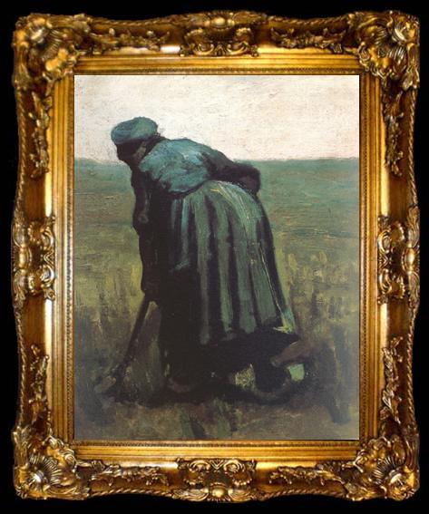 framed  Vincent Van Gogh Peasant Woman Digging (nn04), ta009-2
