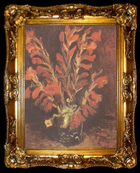 framed  Vincent Van Gogh Vase wiht Red Gladioli (nn04), ta009-2