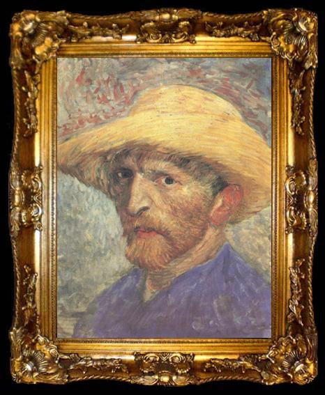 framed  Vincent Van Gogh Self-Portrait with Straw Hat (nn04), ta009-2