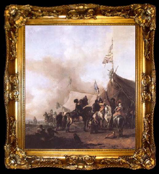 framed  WOUWERMAN, Philips Cavalry at a Sutler