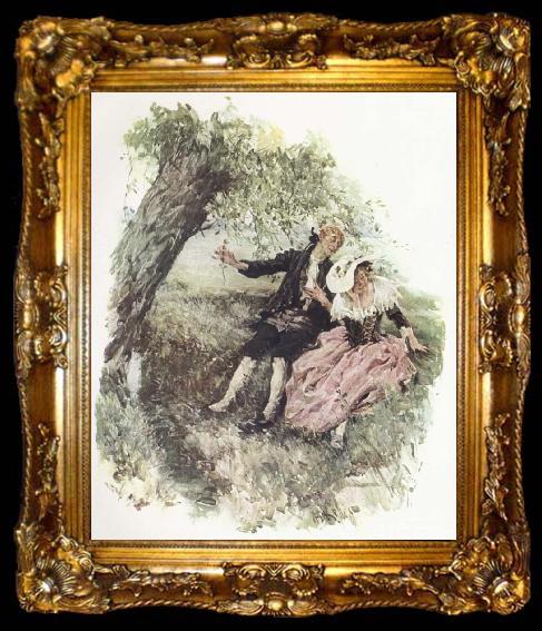 framed  Arthur Ignatius Keller Ichabod Crane Romancing, ta009-2