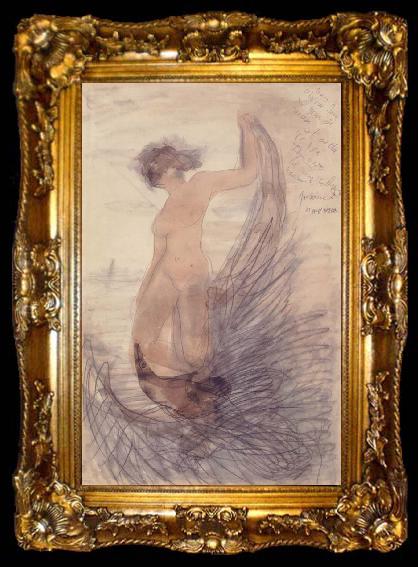 framed  Auguste Rodin Nude with drapery, ta009-2