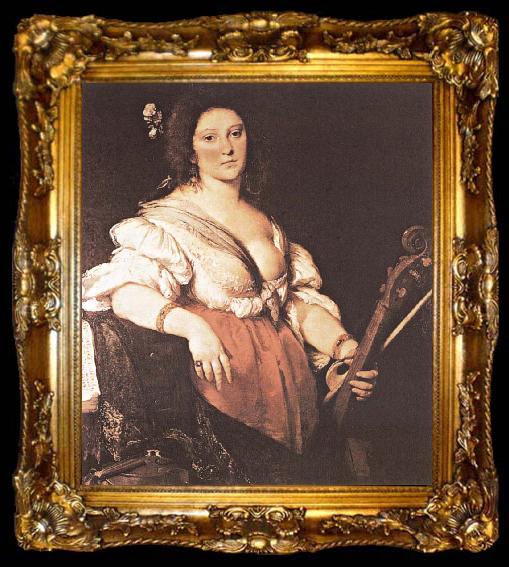 framed  Bernardo Strozzi Bernardo Strozzi, Joueuse de viole de gamb, ta009-2