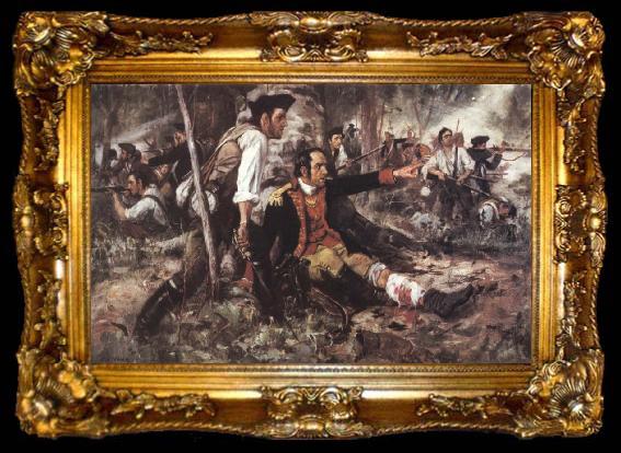 framed  Frederick Coffay Yohn General Herkimer Directing the Battle of Oriskany, ta009-2