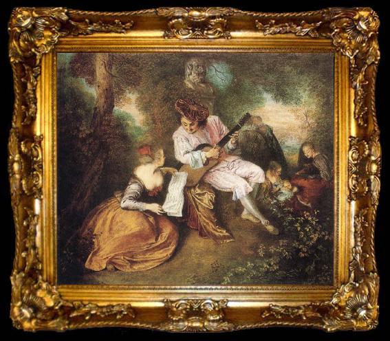 framed  Jean-Antoine Watteau Scale of Love, ta009-2