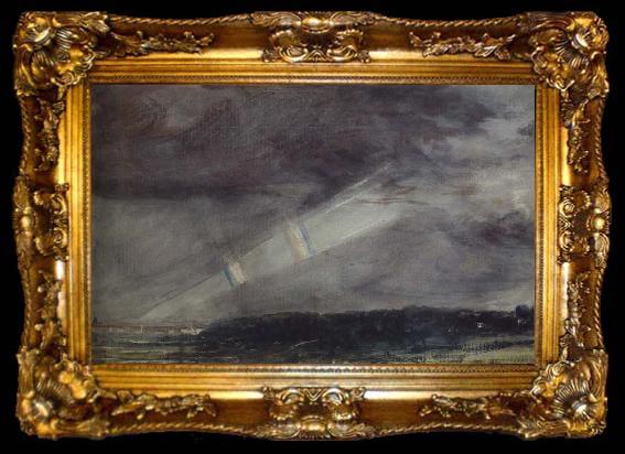 framed  John Constable London from Hampstead Heath in a storm,with a double rainbow june 1831, ta009-2