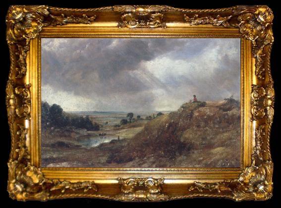 framed  John Constable Branch Hill Pond,Hampstead Heath with a boy sitting on a bank, ta009-2