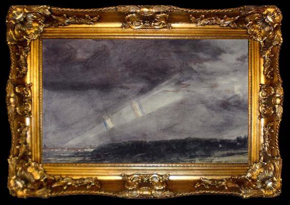 framed  John Constable London from Hampstead Heath in a storm,with a double rainbow, ta009-2