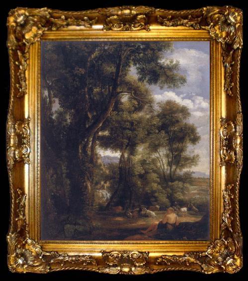 framed  John Constable Landscape with goatherd and goats, ta009-2