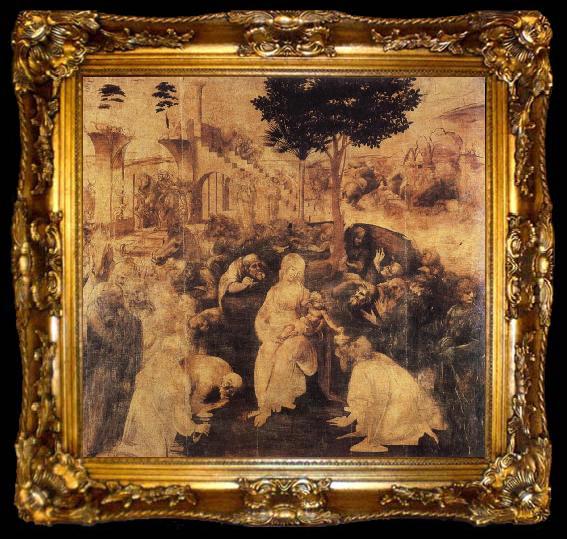 framed  Leonardo  Da Vinci Adoration of the Magi, ta009-2