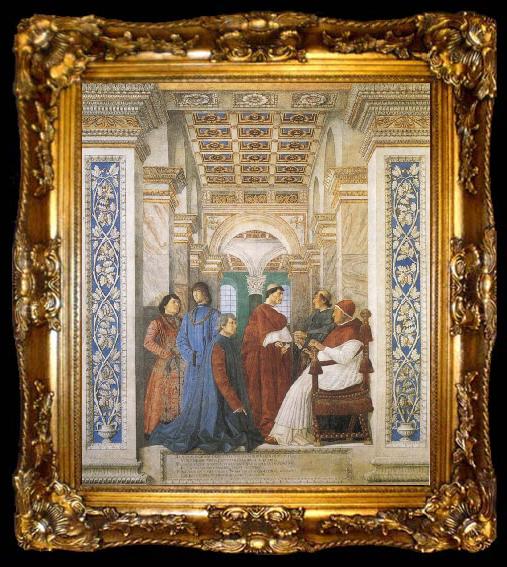 framed  Melozzo da Forli Sixtus IV,his Nephews and his Librarian Palatina, ta009-2
