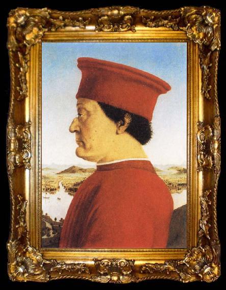 framed  Piero della Francesca Portrait of Federigo da Montefeltro, ta009-2