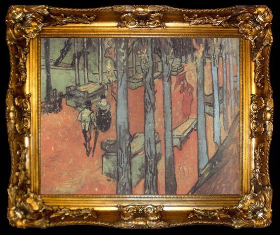 framed  Vincent Van Gogh Les Alyscamps,Falling Autumn Leaves (nn04), ta009-2