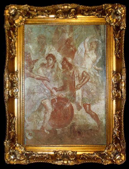 framed  unknow artist Wall painting from the House of the Dioscuri at Pompeii, ta009-2