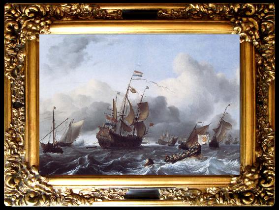 framed  Ludolf Backhuysen The Eendracht and a Fleet of Dutch Men-of-War, Ta011