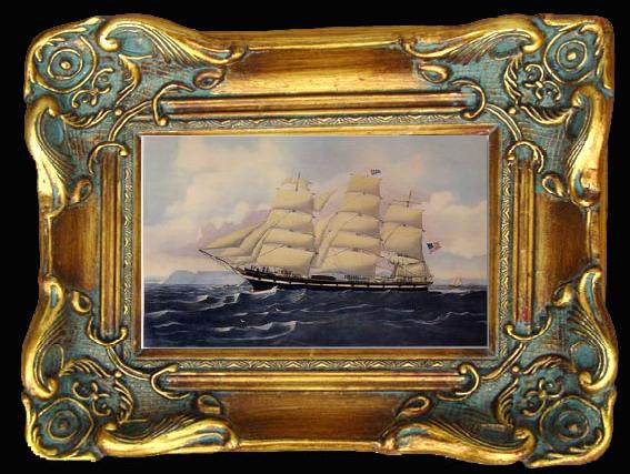 framed  unknow artist Seascape, boats, ships and warships. 35, Ta013-2