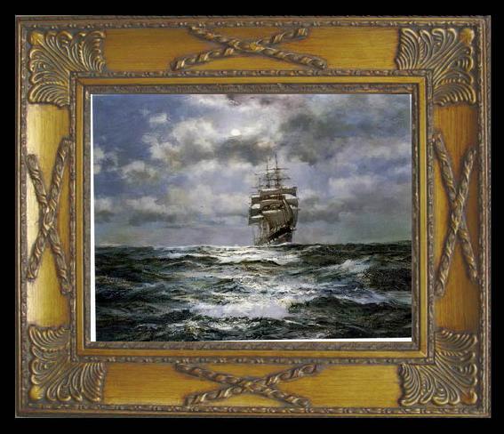 framed  unknow artist Seascape, boats, ships and warships. 63, Ta067