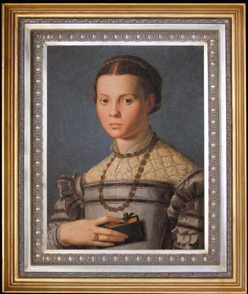 framed  Agnolo Bronzino Portrait of a Little Gril with a Book, Ta196