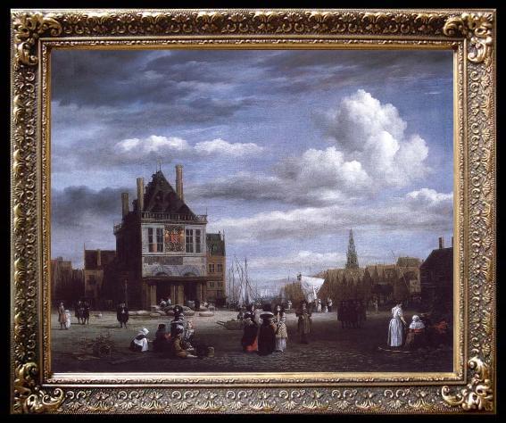 framed  Jacob van Ruisdael The Dam with the weigh house at Amsterdam, Ta215