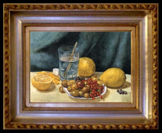 framed  Hirst, Claude Raguet Still Life with Lemons,Red Currants,and Gooseberries, ta219