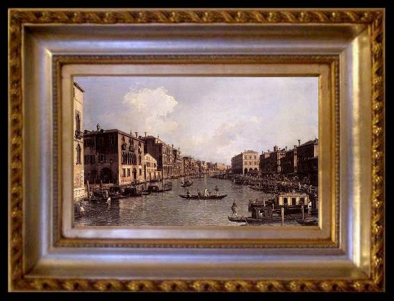 framed  Canaletto Looking South-East from the Campo Santa Sophia to the Rialto Bridge, ta219