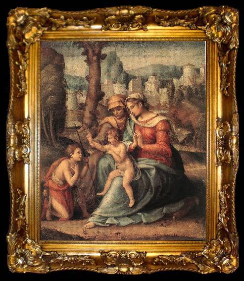 framed  BACCHIACCA Madonna with Child, St Elisabeth and the Infant St John the Baptist, ta009-2