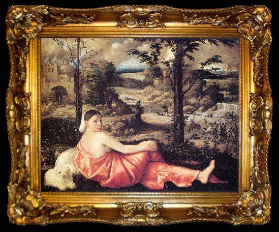 framed  CARIANI Reclining Woman in a Landscape fd, ta009-2