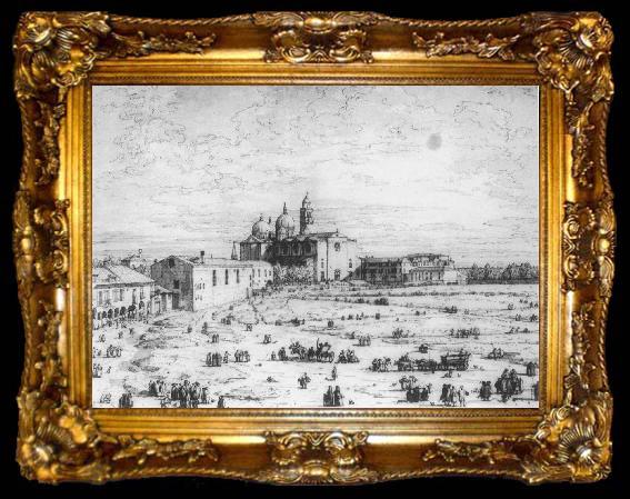 framed  Canaletto Padua: The Prato della Valle with Santa Giustinia and the Church of Misericordia (sheet 1) df, ta009-2