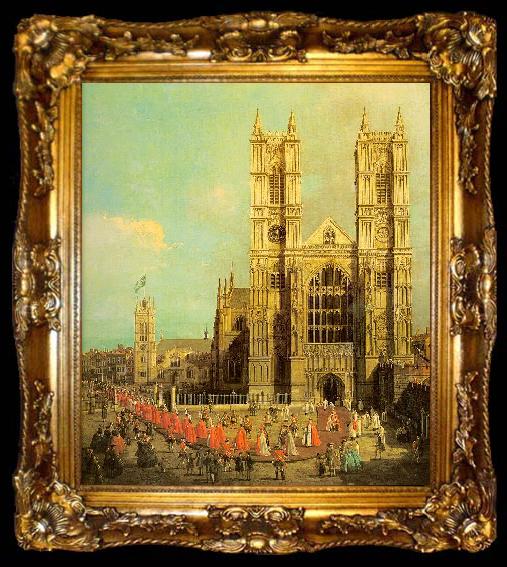 framed  Canaletto Westminster Abbey with a Procession of the Knights of Bath, ta009-2