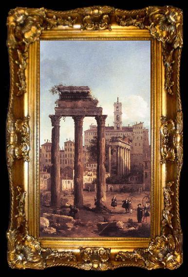 framed  Canaletto Rome: Ruins of the Forum, Looking towards the Capitol d, ta009-2