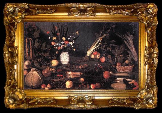 framed  Caravaggio Still-Life with Flowers and Fruit g, ta009-2