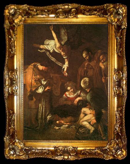 framed  Caravaggio The Nativity with Saints Francis and Lawrence, ta009-2