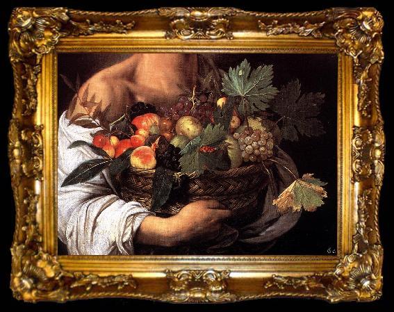 framed  Caravaggio Boy with a Basket of Fruit (detail) fg, ta009-2