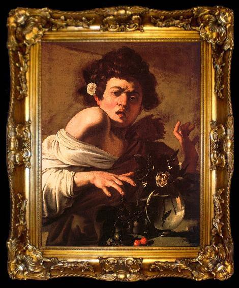 framed  Caravaggio Youth Bitten by a Green Lizard, ta009-2