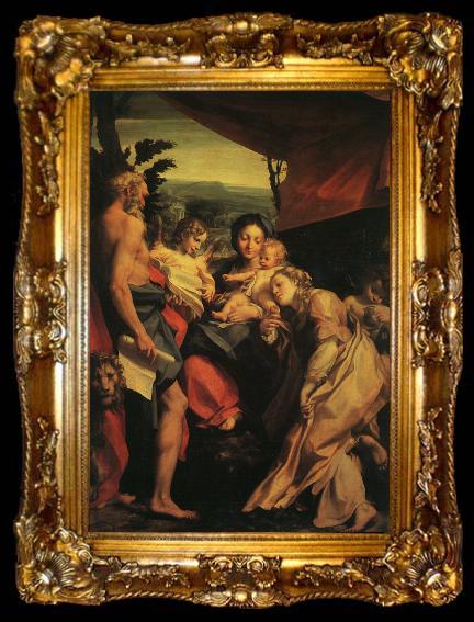 framed  Correggio Madonna with St.Jerome, ta009-2