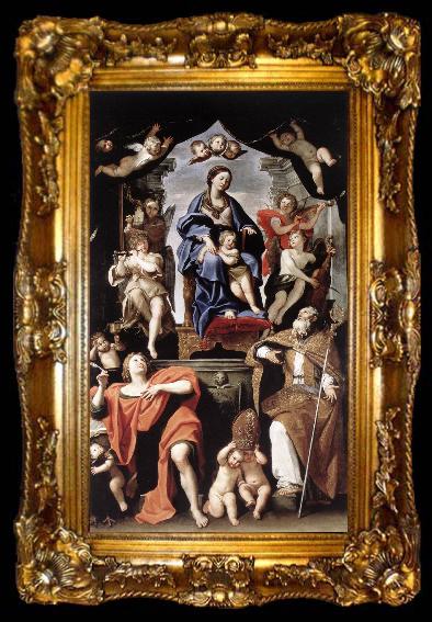 framed  Domenichino Madonna and Child with St Petronius and St John the Baptist dg, ta009-2