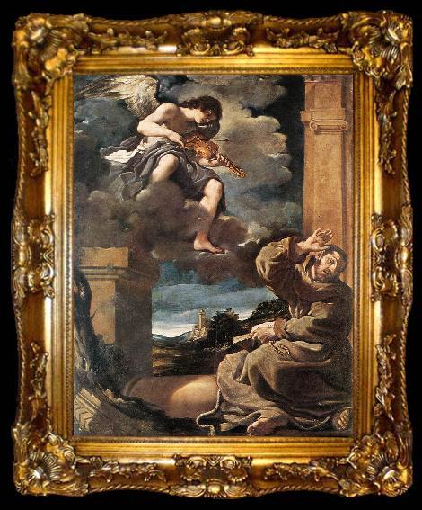 framed  GUERCINO St Francis with an Angel Playing Violin sdg, ta009-2