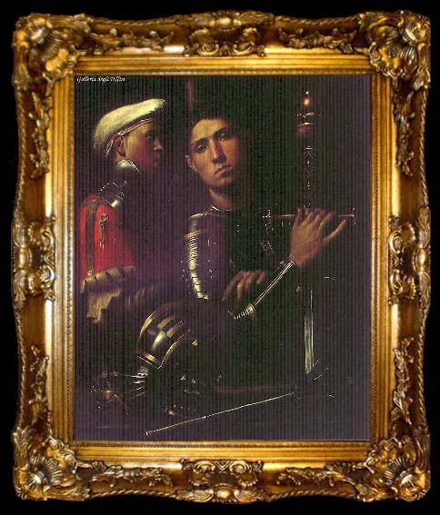 framed  Giorgione Portrait of Warrior with his Equerry sg, ta009-2