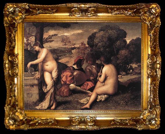 framed  Giorgione Pastoral Concert (Fete champetre), ta009-2