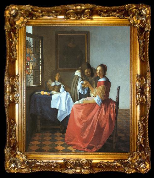 framed  JanVermeer A Lady and Two Gentlemen, ta009-2