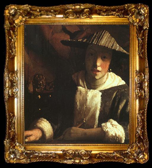 framed  JanVermeer Young Girl with a Flute, ta009-2