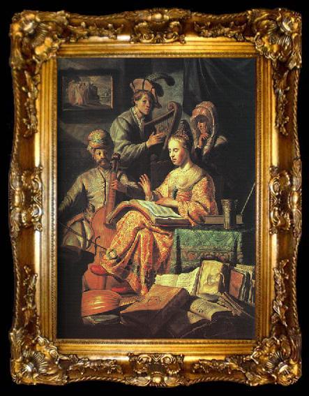 framed  Rembrandt The Music Party, ta009-2