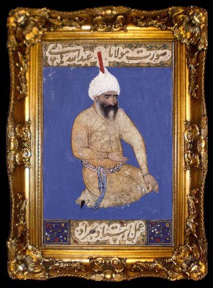 framed  Bihzad Portrait of the poet Hatifi,Jami s nephew,seen here wearing a shi ite turban, ta009-2