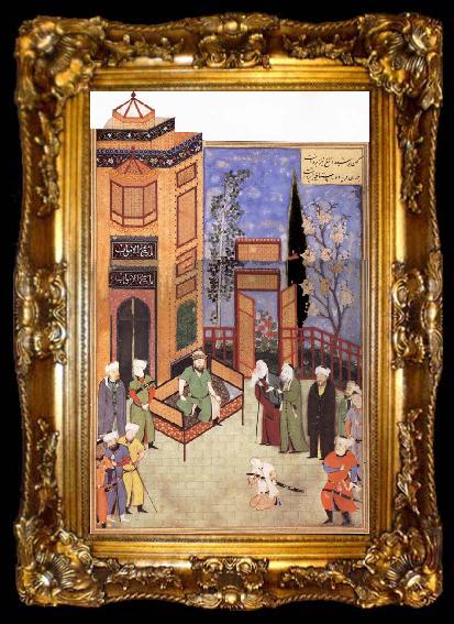 framed  Bihzad His Ministers plead with the Sasanian king Hurmuzd to forgive his son Khusro, ta009-2