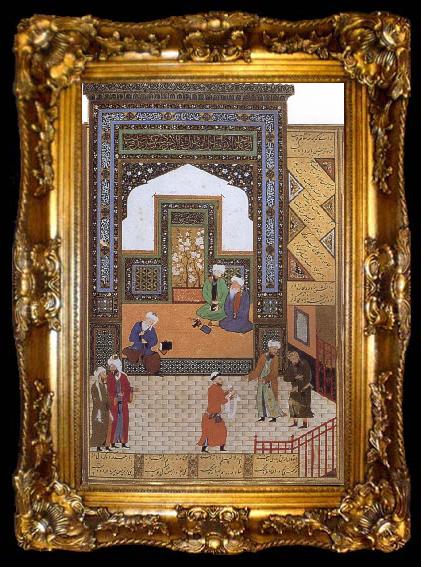 framed  Bihzad A Poor dervish deserves,through his wisdom,to replace the arrogant cadi in the mosque, ta009-2