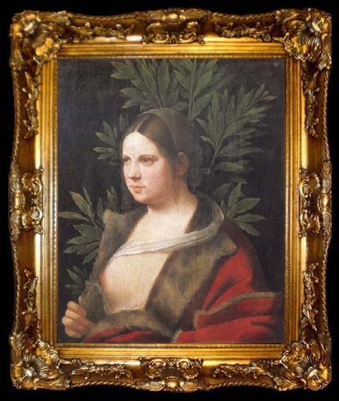 framed  Giorgione Portrait of a young woman, ta009-2