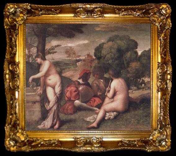 framed  Giorgione The Pastoral Concert, ta009-2