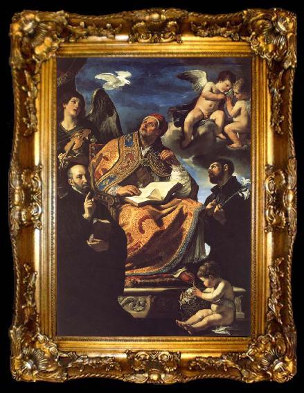 framed  GUERCINO Saint Gregory the Great with Saints Ignatius Loyola and Francis Xavier, ta009-2
