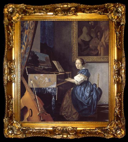 framed  JanVermeer A Young Woman Seated at a Virginal, ta009-2